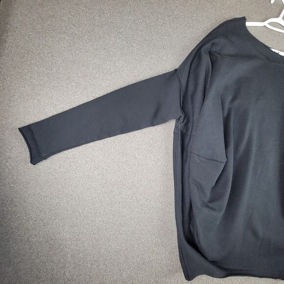 Planet by Lauren G OS Black Raw Hem Art to Wear Sweatshirt 994 - Picture 3 of 11